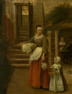 Pieter de Hooch: Woman and Child in a Courtyard // public domain