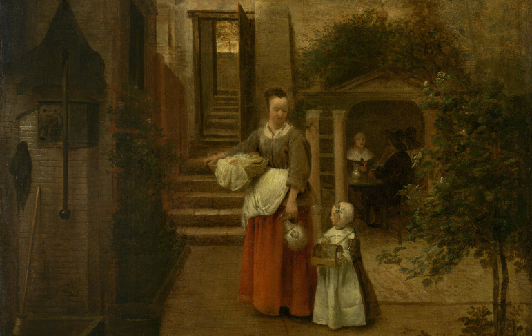 Pieter de Hooch: Woman and Child in a Courtyard // public domain
