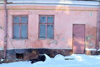 pink concrete house wall
