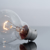 Clear Light Bulb with Glowing Filament