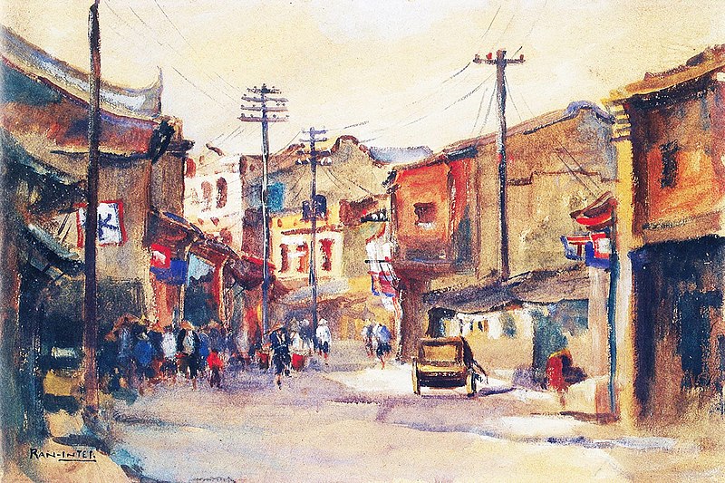 800px-Painting_of_scene_of_streets_in_Taiwan_1927