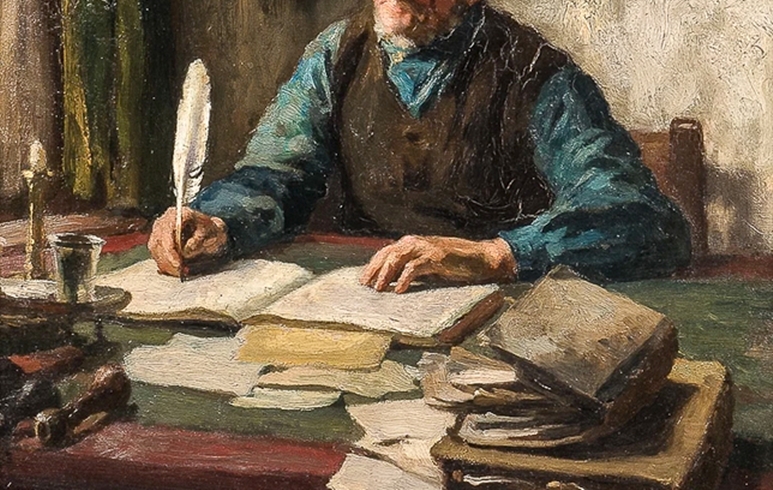 Anton_Lodewijk_George_Offermans_-_Clerk_writing_with_a_quill-paperwork-documents
